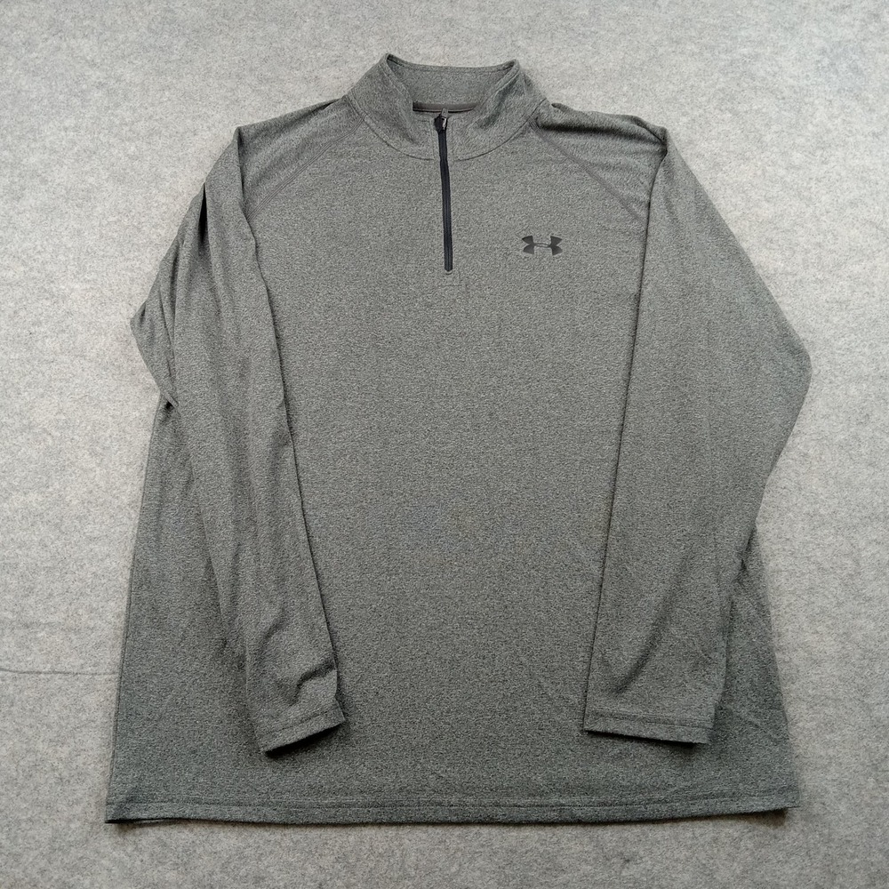 Under‎ Armour Pullover Mens Large Gray HeatGear 1/4 Zip Long Sleeve Top 1242220